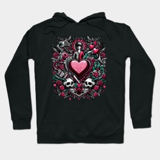 Gothic Romance: A Heart of Skulls and Roses Hoodie